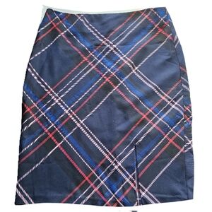 Plaid Pencil Skirt Navy / Red 7th Avenue
